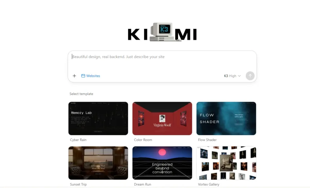 crear una página web con Kimi Websites