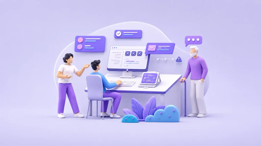 equipo trabajando en como mejorar el diseño de una pagina web