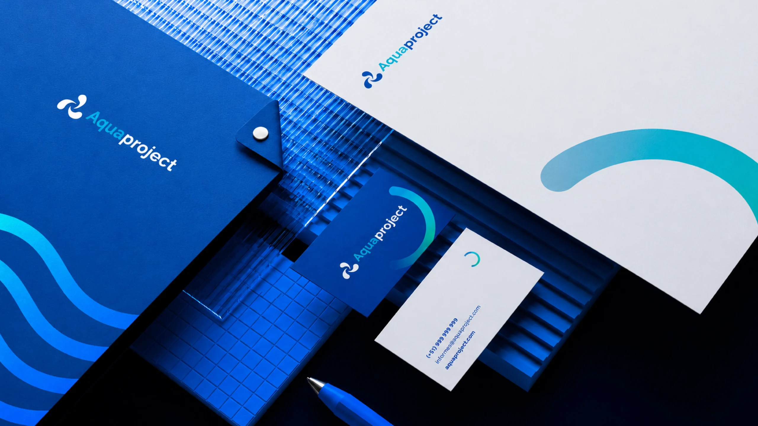 Papelería AquaProject hecho por Agencia de Branding Linklab