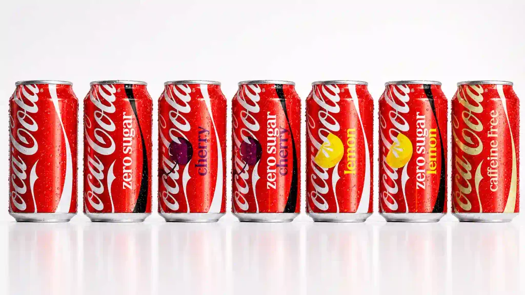 rebranding de coca cola y sus variantes para sus diversas presentaciones