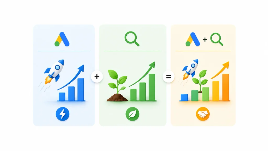 crecimiento con seo vs google ads