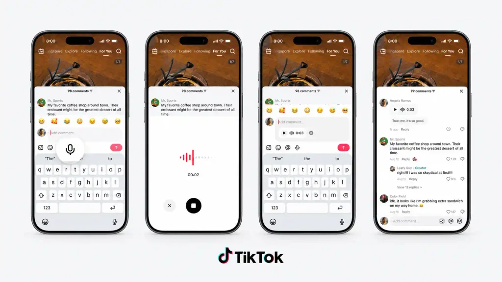 nueva forma de comentar en tiktok, a traves de notas de voz