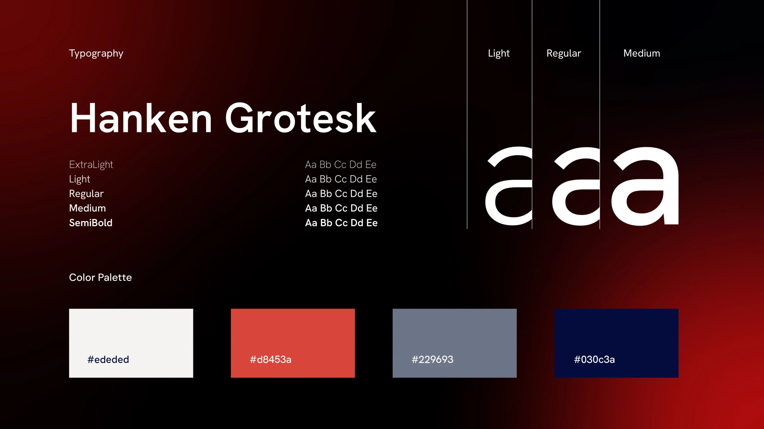 Sistema visual de Inspektum con tipografía Hanken Grotesk y paleta de colores